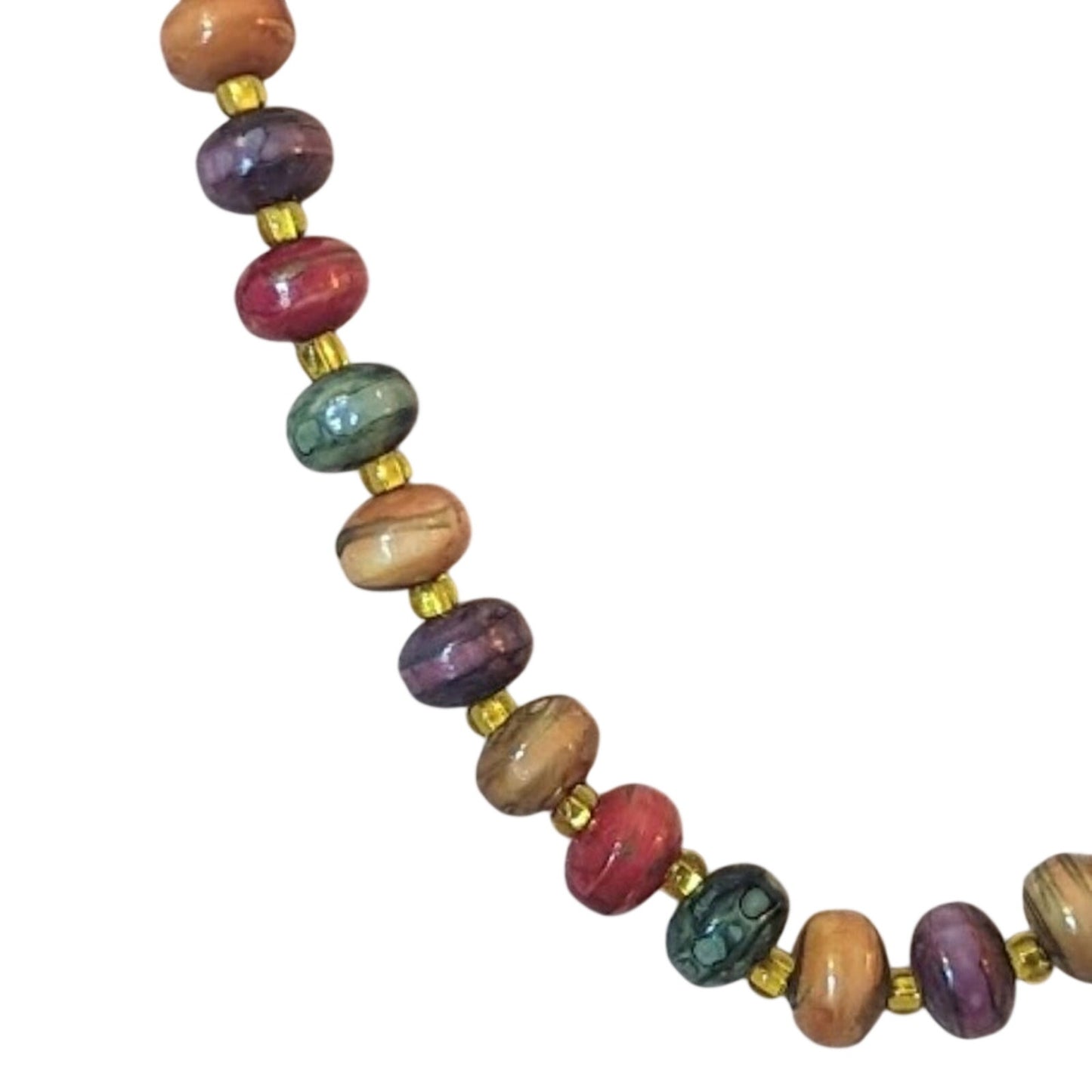 Vintage Painted Bead Necklace with Barrel Clasp