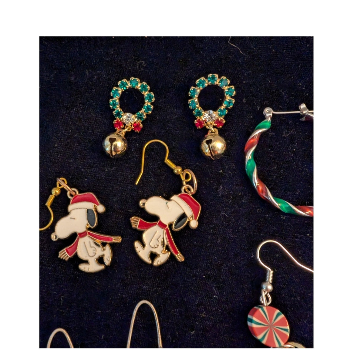 Vintage Lot of Eight Pair Christmas Themed Pierced Earrings