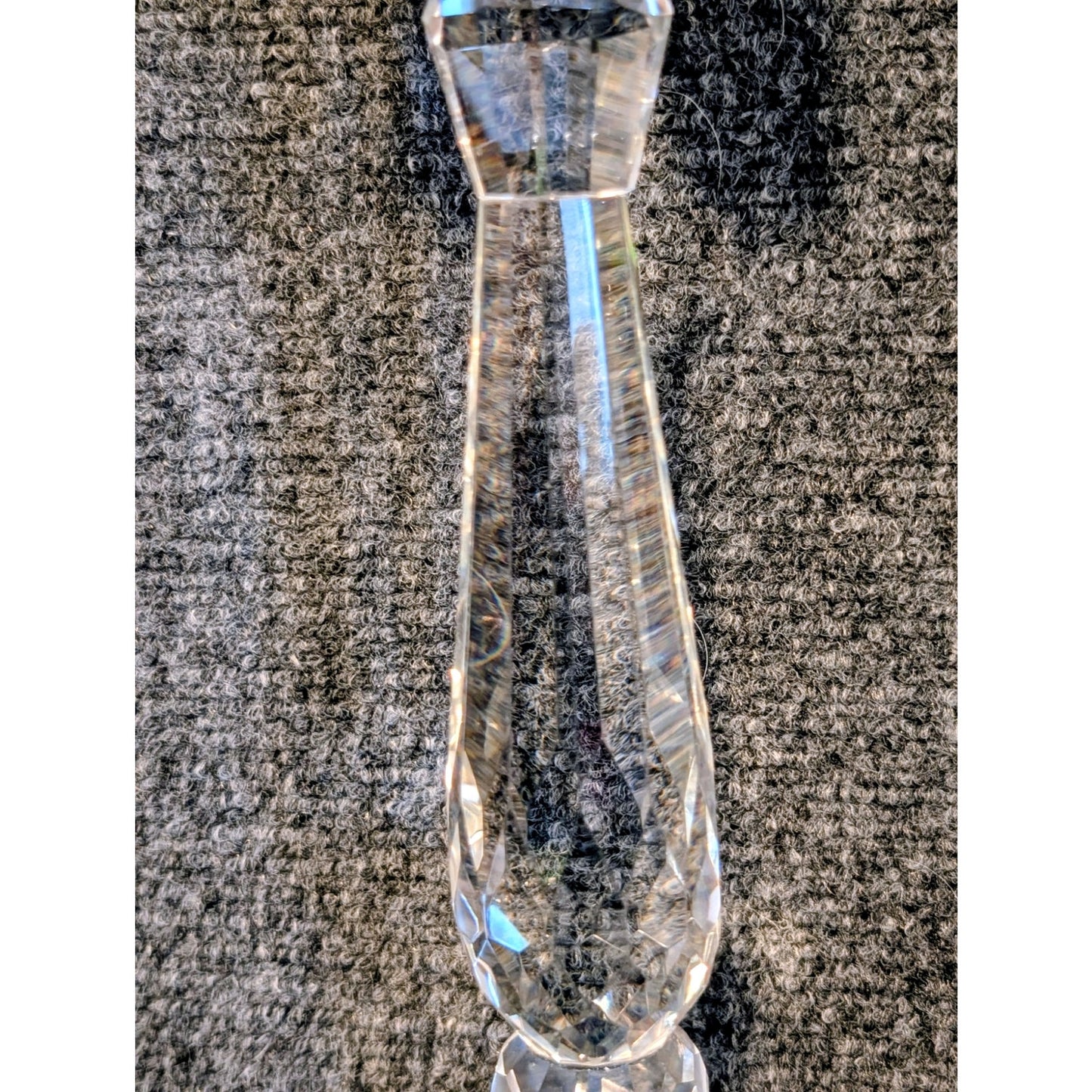 Set of Two Heavy Faceted Lead Crystal Candle Holders 11" & 9" Tall