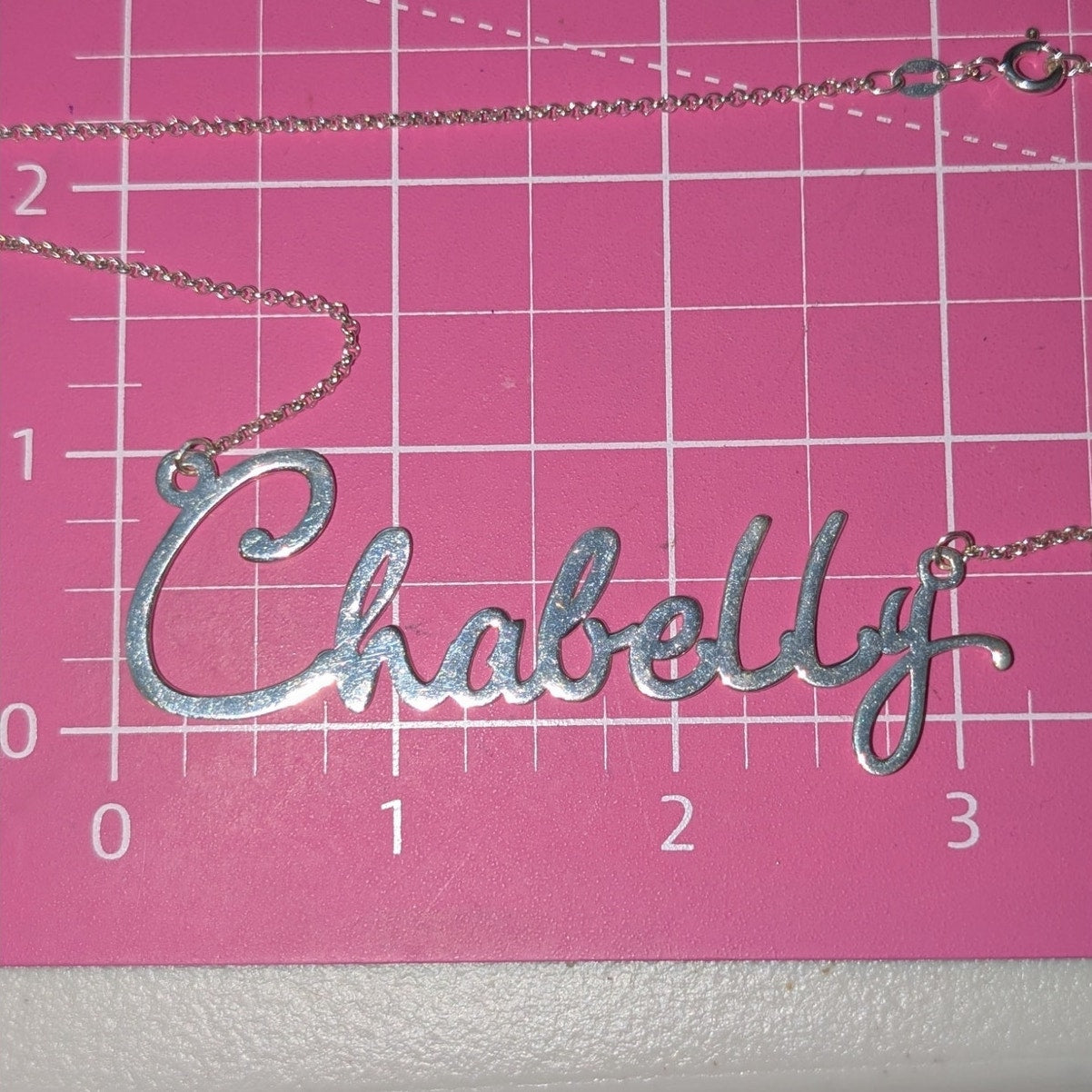 925 Sterling Silver Cursive Name 'Chabelly' 20.25" Chain Necklace