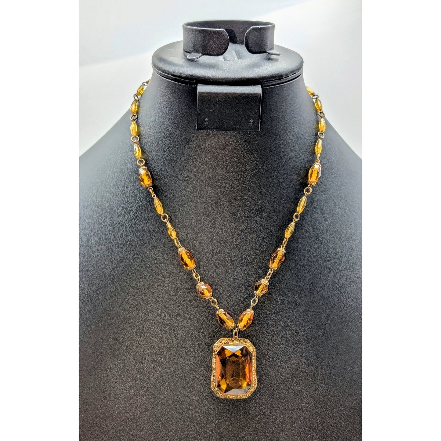 Vintage Antique Signed Czech Edwardian Nouveau Bohemian Glass Choker Necklace