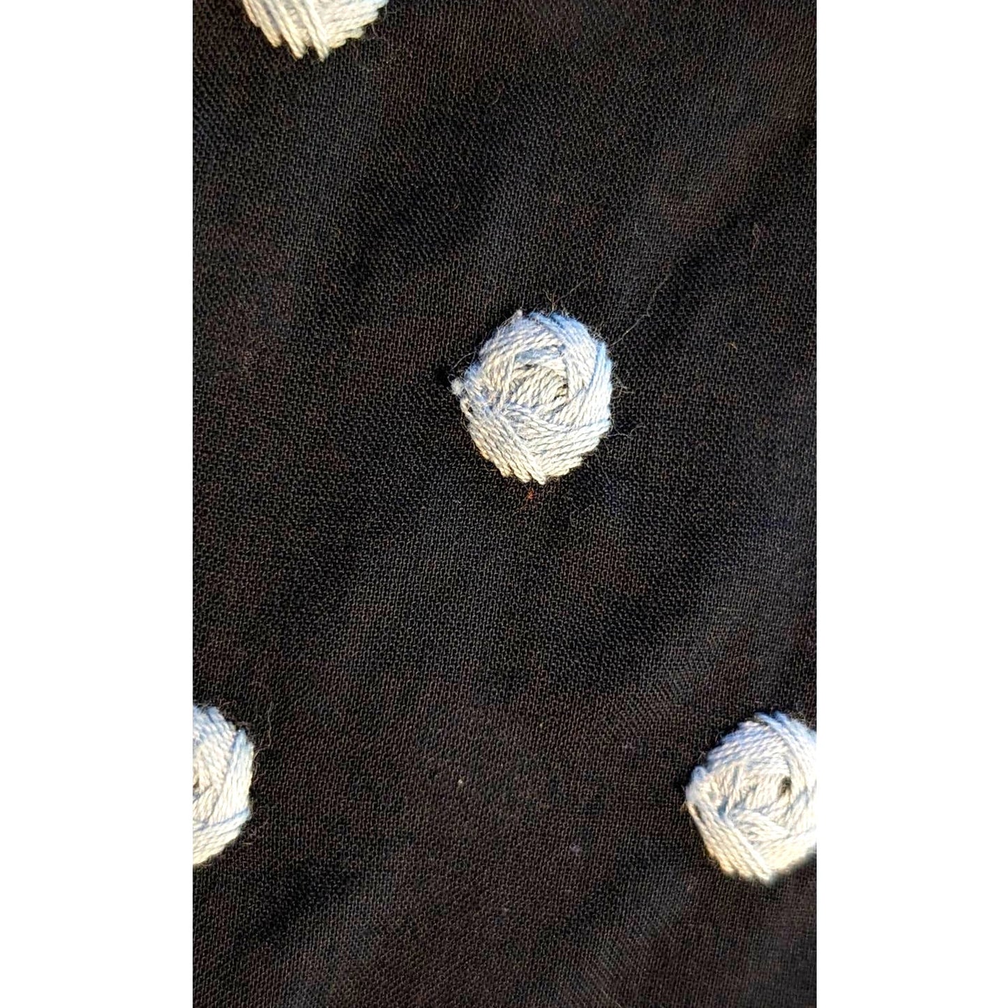 J Jill Navy Light Blue Embroidered Dot Oversized Button Up Blouse Womens Sz M