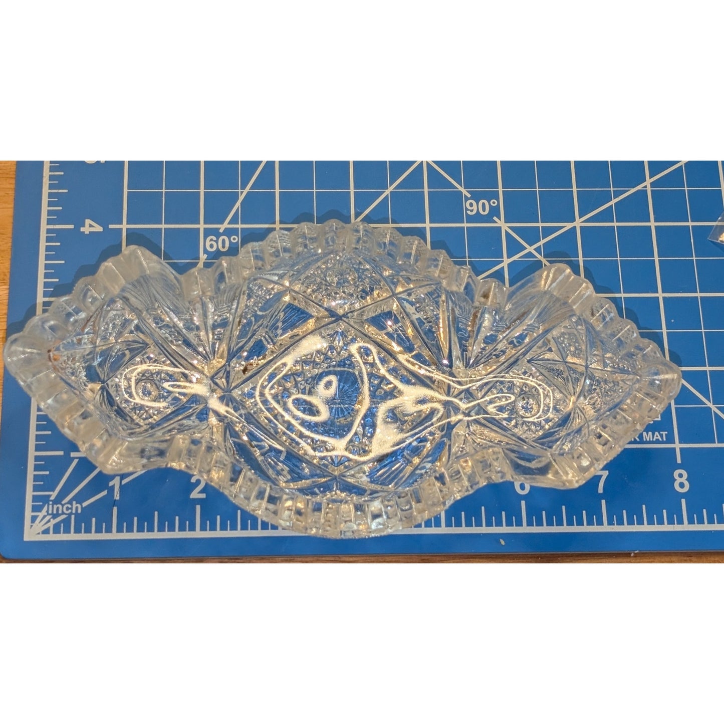 Antique Imperial Glass Co. Clear Pressed Glass Saw Tooth Edge Olive Relish Dish