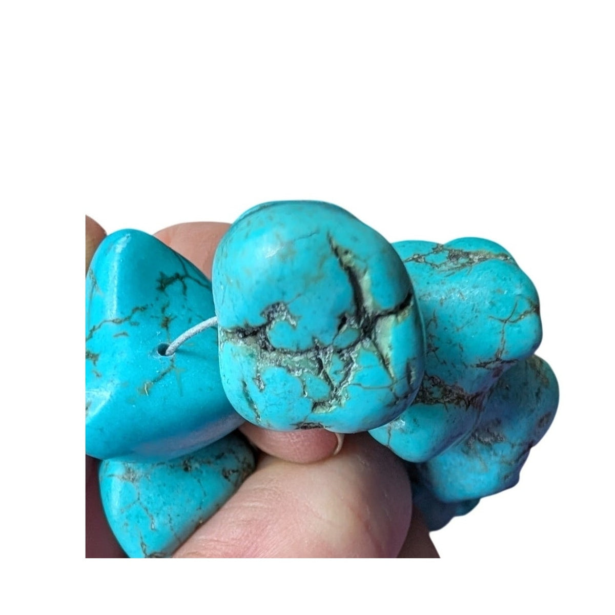 Chunky Southwestern Turquoise Tigers Eye Agate Bead Sterling Silver 30" Necklace