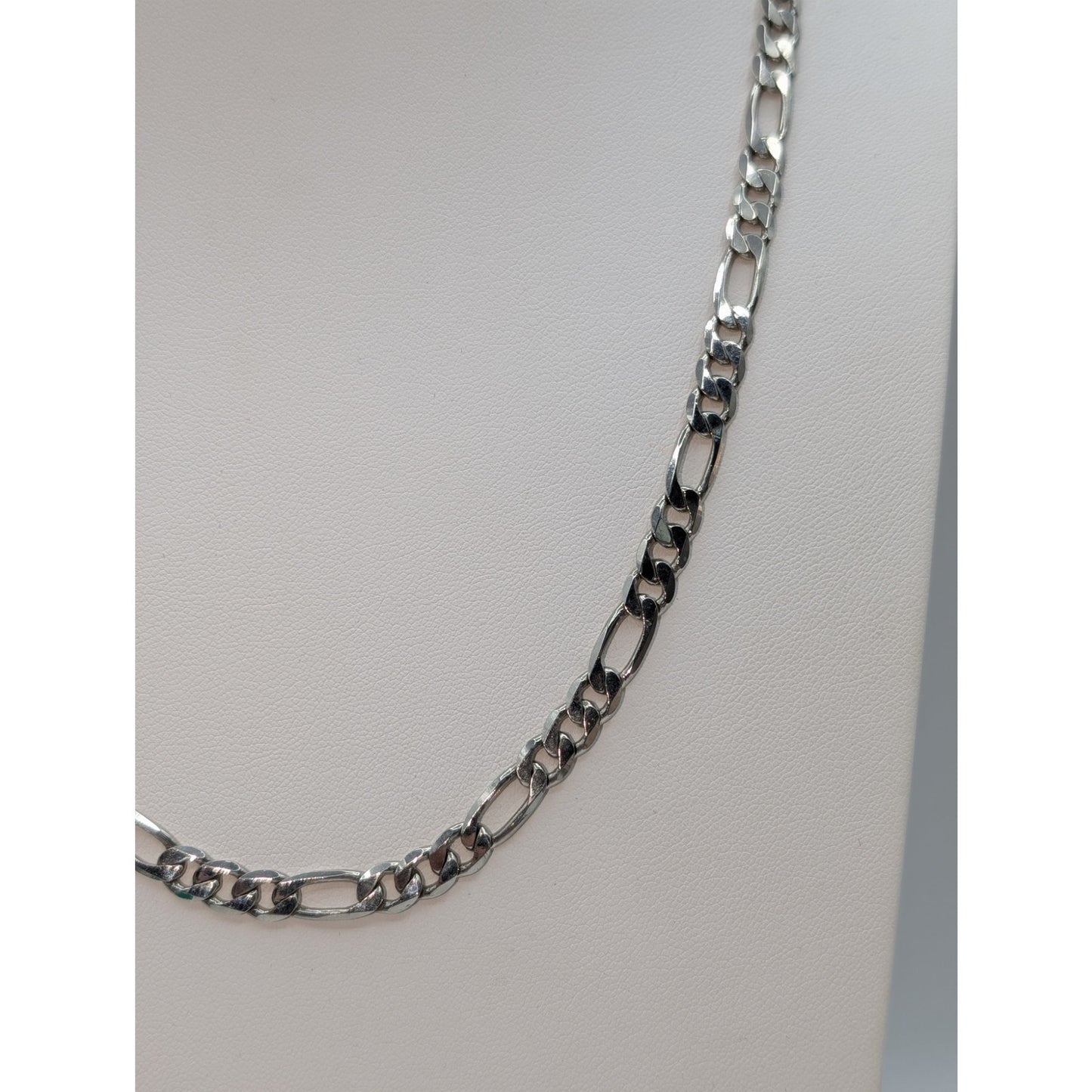 Unmarked Silver Tone Figaro Lobster Claw Clasp Chain 22" Necklace