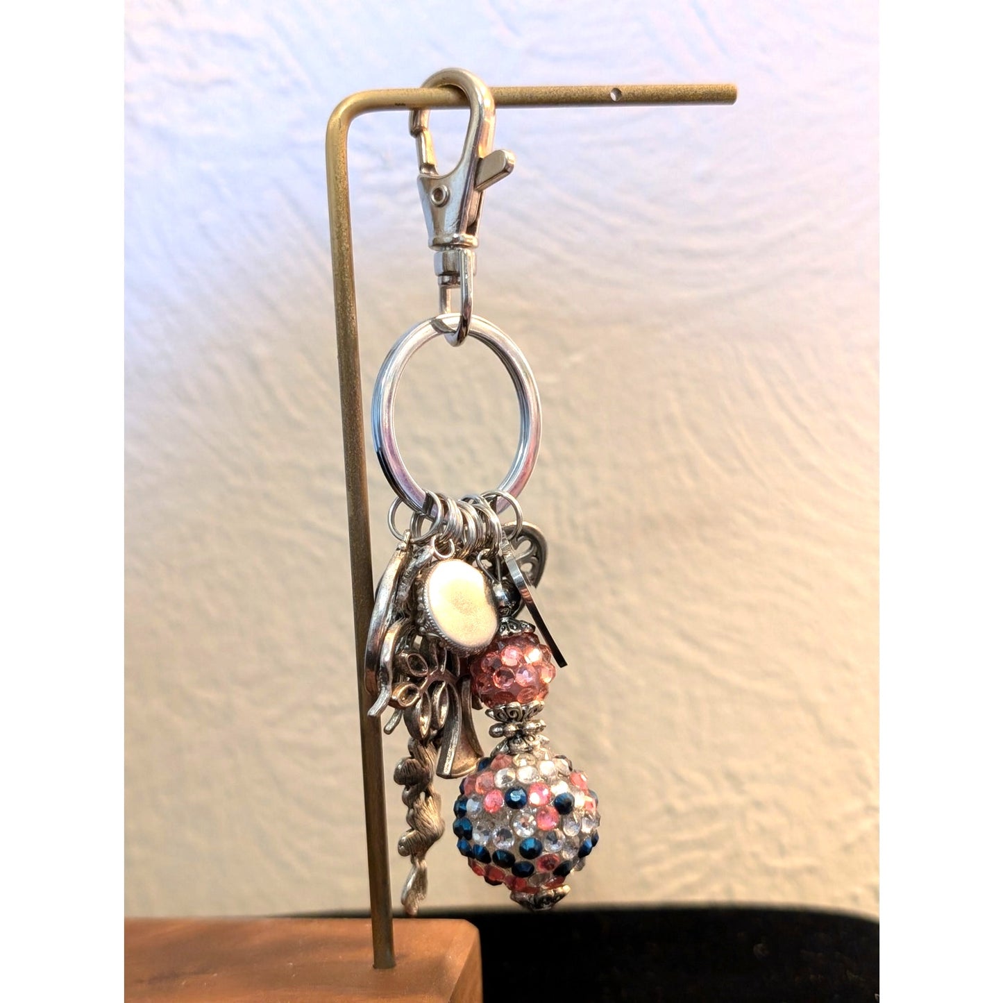 Hippie Heart Multi-Charm Silver Tone Keychain