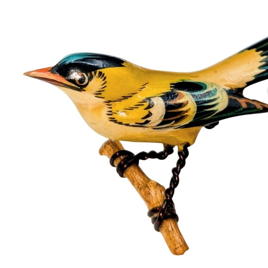 Takahashi Vintage 1950-60s Art and Woodcraft Handmade Goldfinch Pin