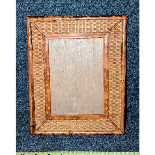 Vintage 60s Mid-Century Italian Wicker Rattan Bamboo Photo Frame
