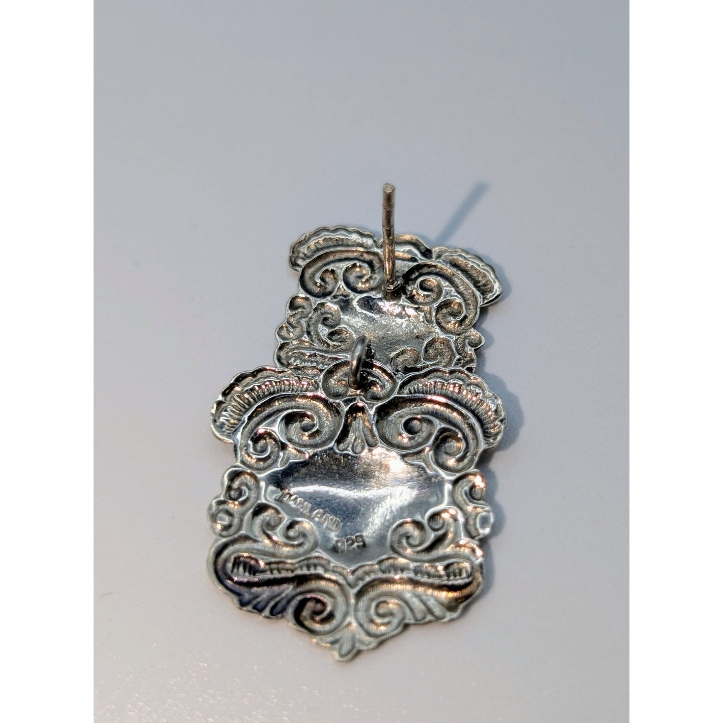 VTG Art Nouveau 925 Sterling Silver Doorknocker Embossed Ornate Drop Earrings