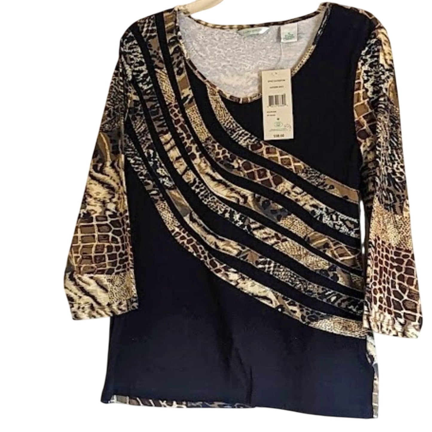 Laura Ashley NWT Size Medium Three Quarter Length Sleeve Animal Print T-shirt