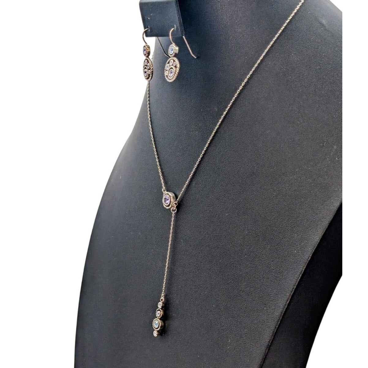 Brighton Halo Collection Silver Plated Crystal 16"-18" Necklace and Earring Set