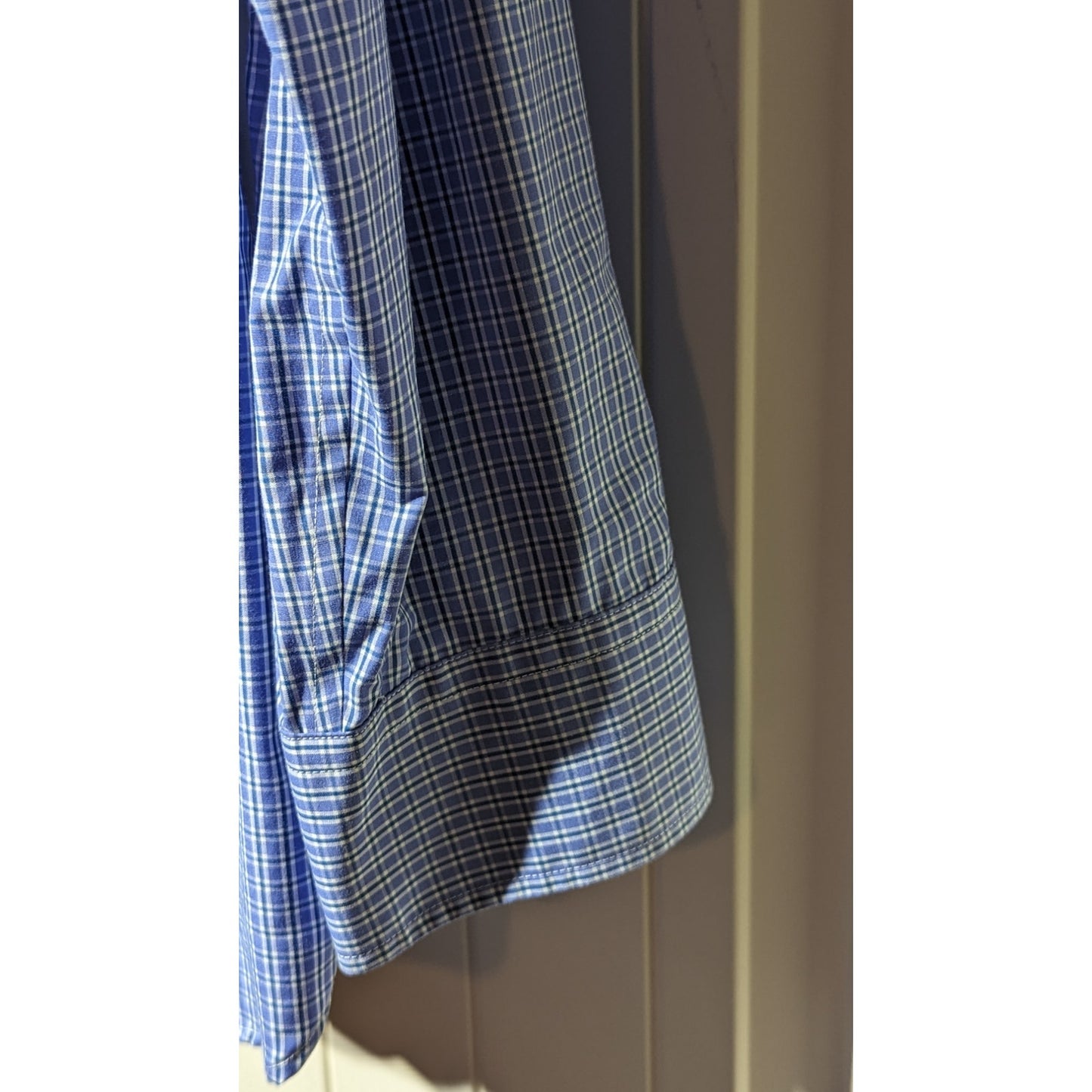Polo Ralph Lauren Men's Blue Plaid Slim Fit Easy Care Dress Shirt Sz 17-34/35