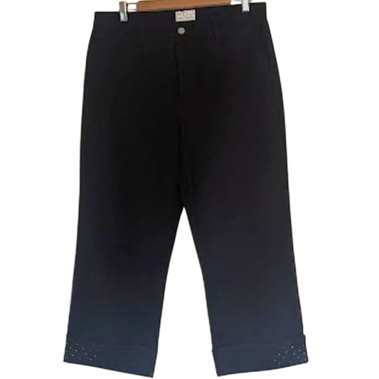 Vintage FOJ Black Crop Jeans with Embellishments on Cuff--Belt Loops Sz. 14