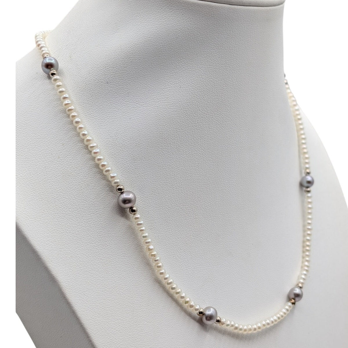 Vintage Honora 925 Sterling Silver White & Light Gray Akoya Pearl 18" Necklace