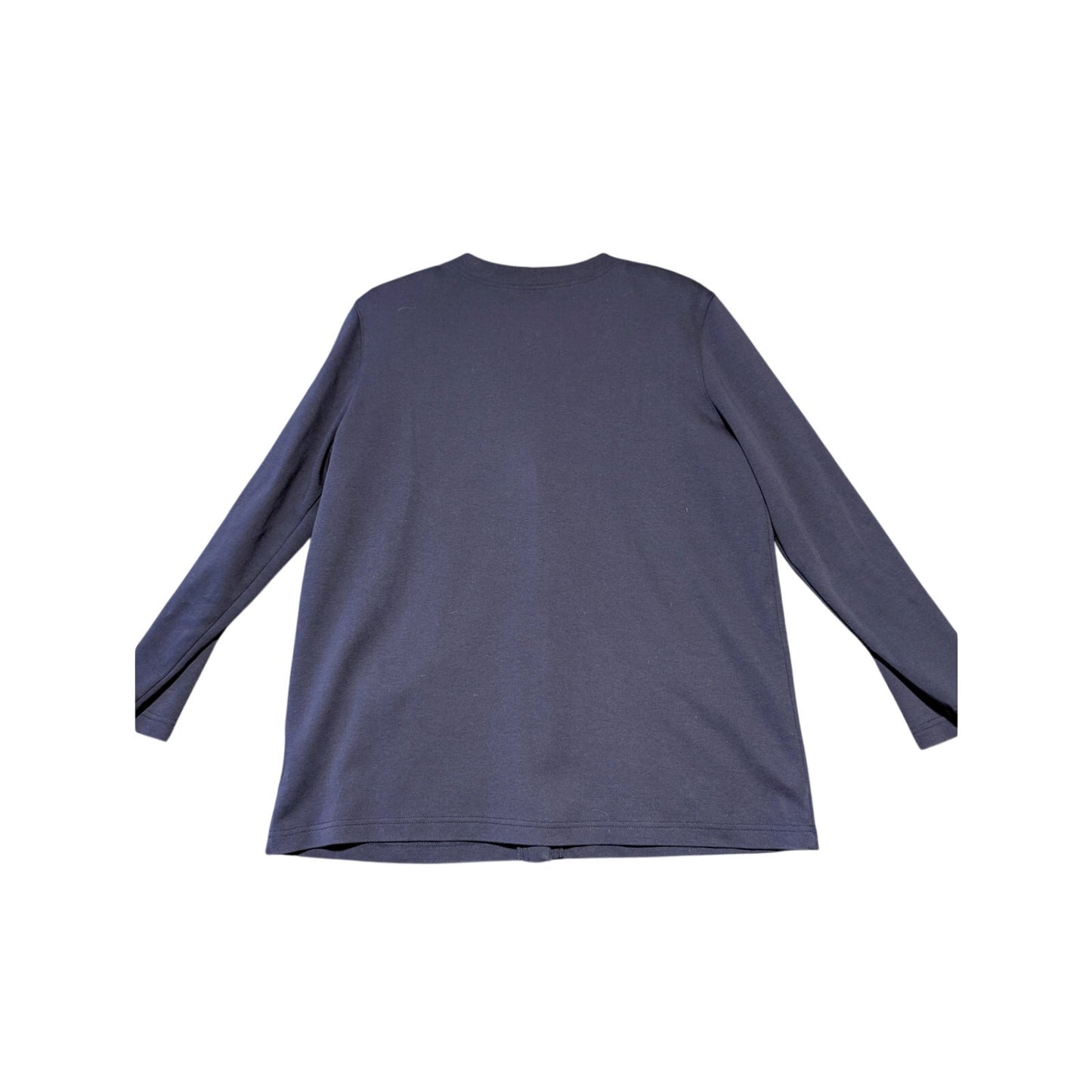 Vtg Lands'End Navy Button V-Neck Cotton Cardigan Sweater Womens' L (14-16)