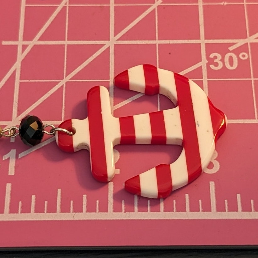 Nautical Anchor's Away Red White Blue Dangle Earrings