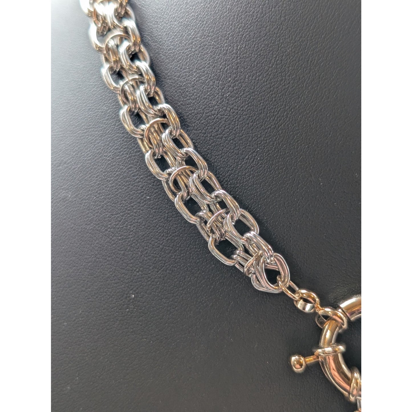 OE Two Tone Chain Front Mariner's Clasp Two Tone Curled Snake Pendant Necklace