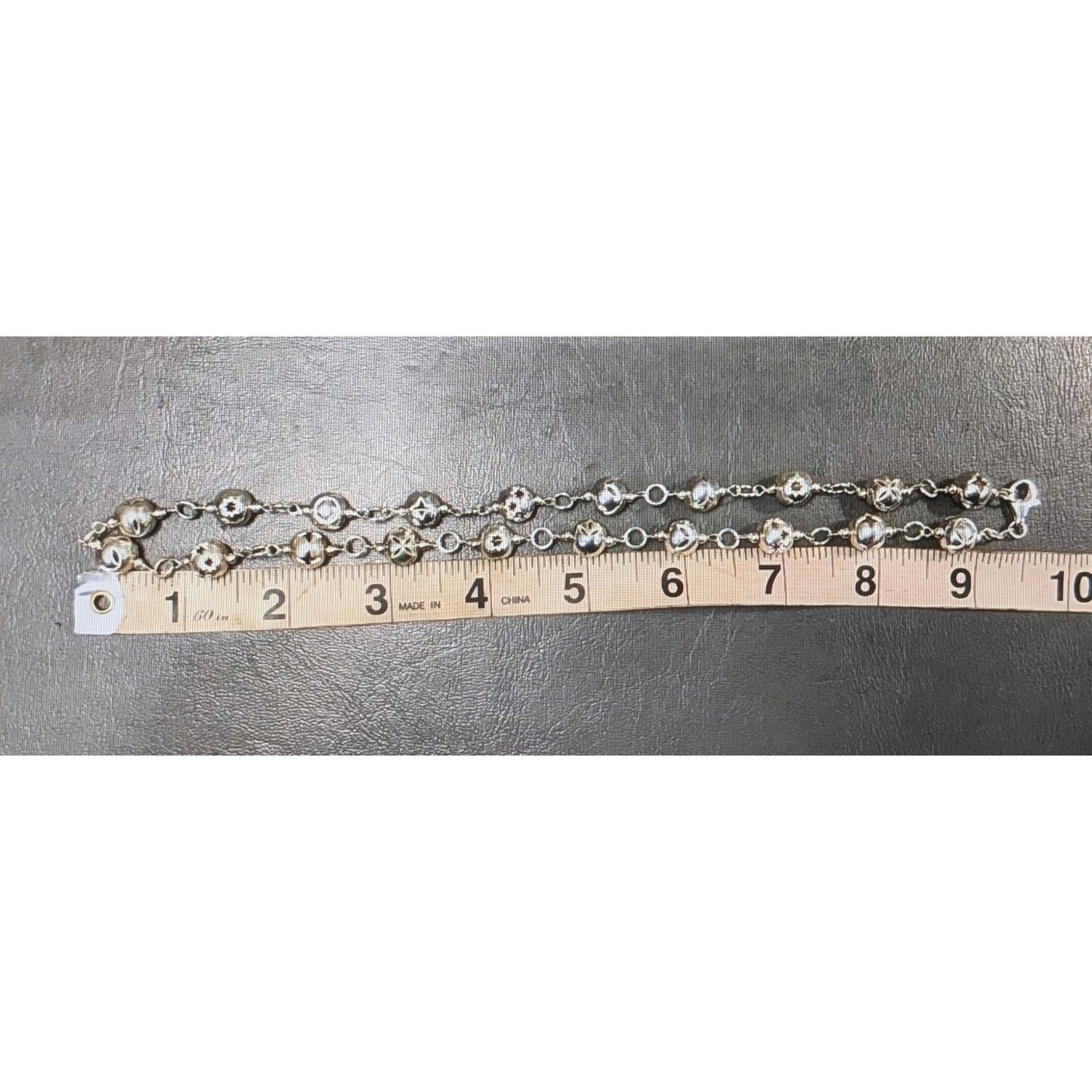 Authentic Dobbs Italy 925 Sterling Silver Cut Out Star Ball Bead Chain Necklace