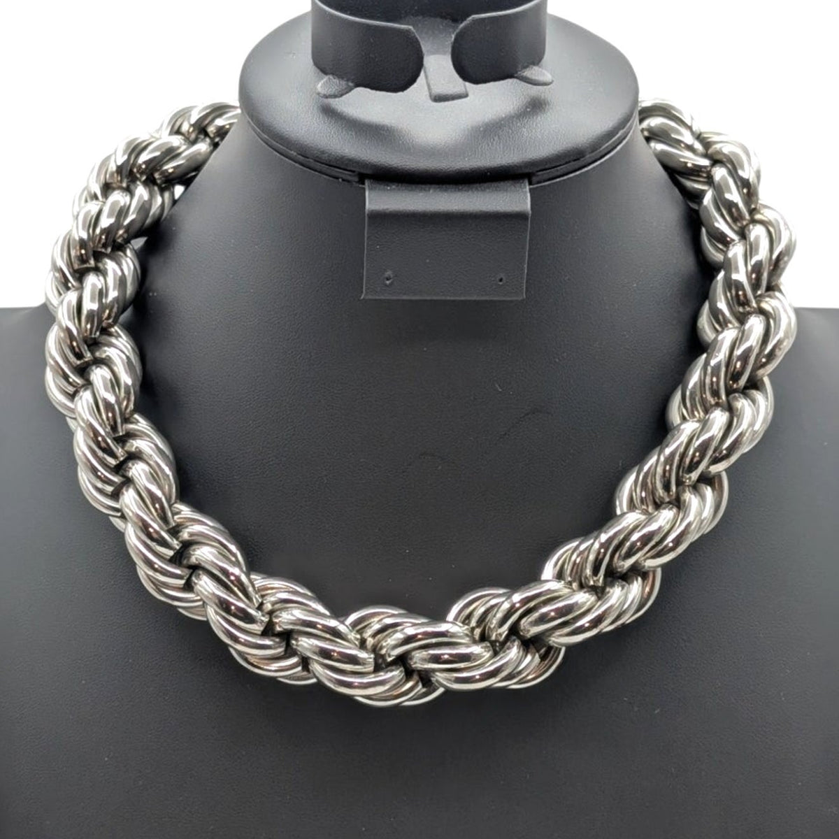 Chunky Heavy 202.63g Silver Tone 20mm Rope Chain 20" Choker Necklace