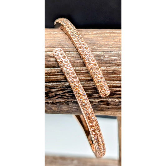 Marked Givenchy Rose Gold Tone Crystal Pave Bypass Cuff Bracelet