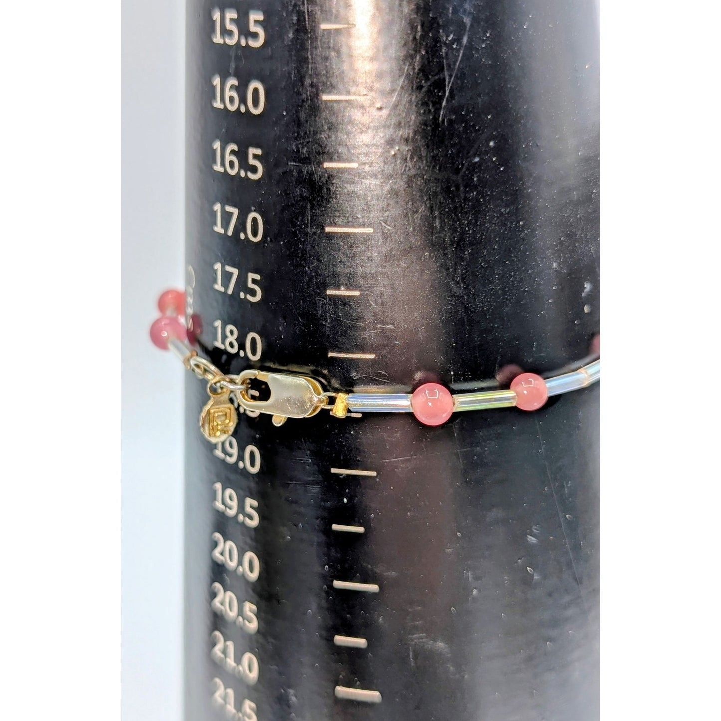 Lot of Two Pink Jilzara Clay Bead Stretch & Lamp Work Glass Bead Bracelets