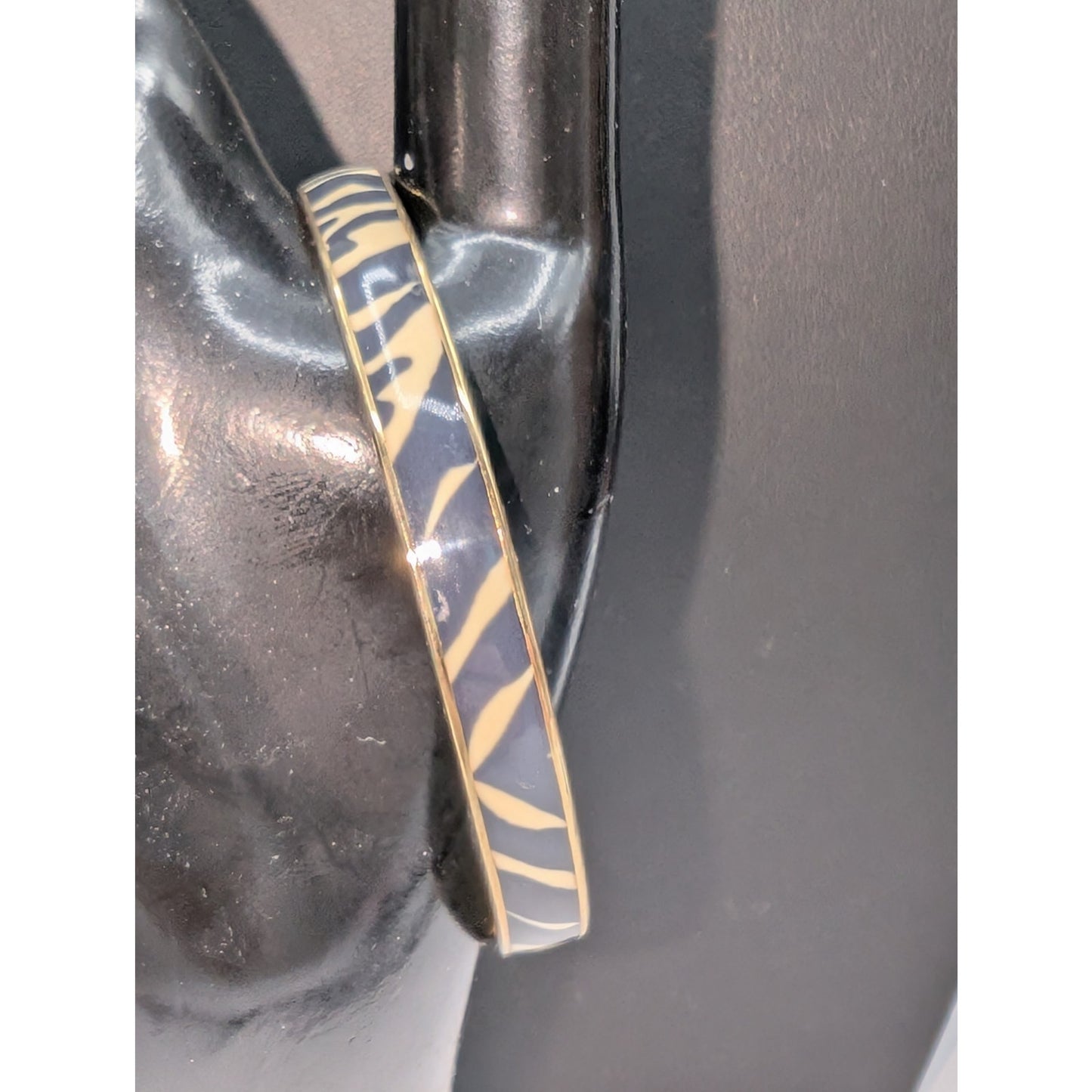 J. Crew Blue Cream Animal Print Enamel Bangle Bracelet