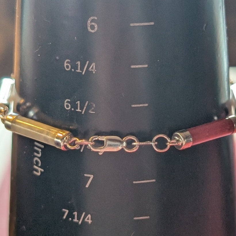 925 Sterling Silver Dainty Semi-Precious Barrel Panel Link Bracelet