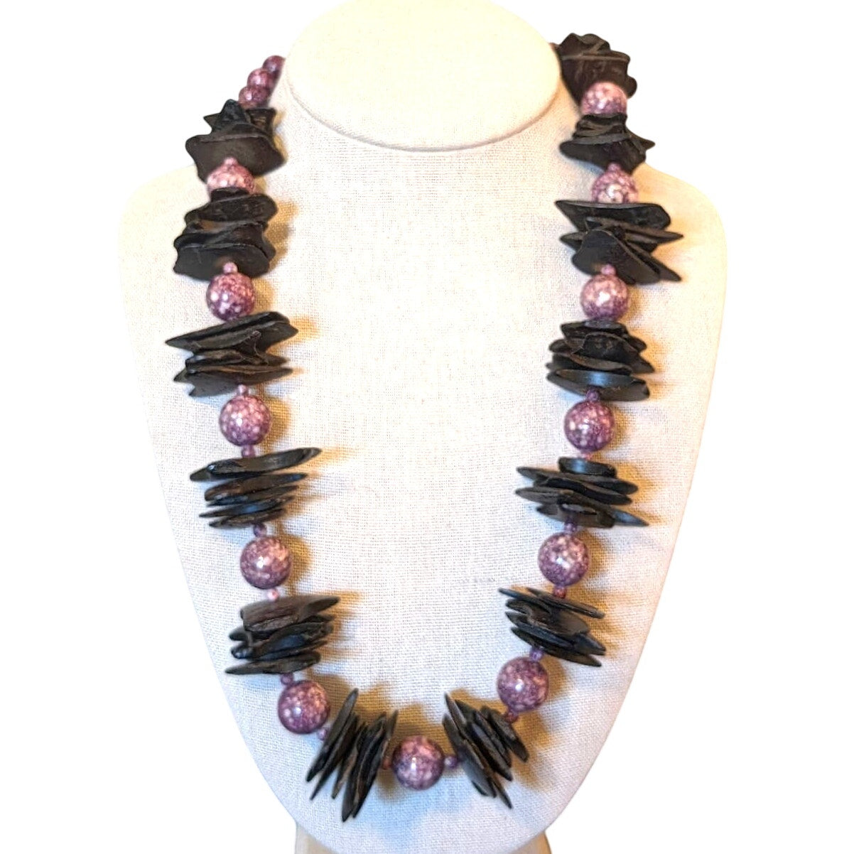 Mottled Purple Stone/Glass Large Chip Necklace