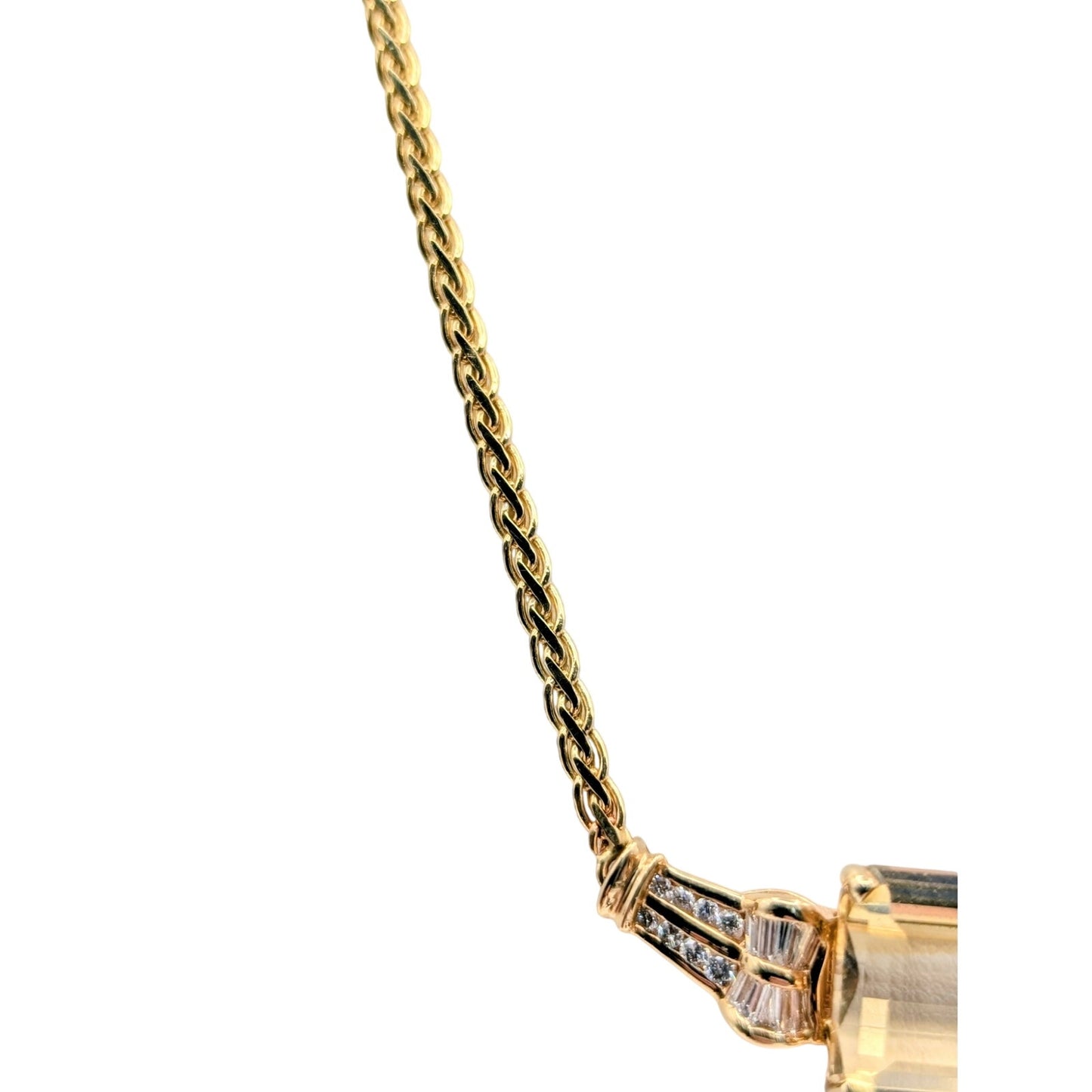14K Yellow Gold Citrine & Diamond Necklace & Pierced Earring Jewelry Set 25.35g