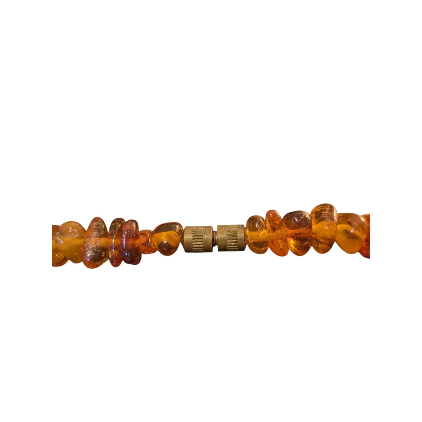 Vintage Graduated Amber Nugget Chip 19" Necklace w/ Barrel Clasp