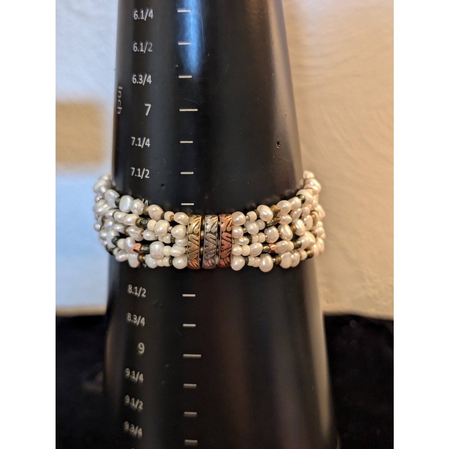 Silpada Sterling Silver Copper Brass Freshwater Pearl Five-Strand Bracelet