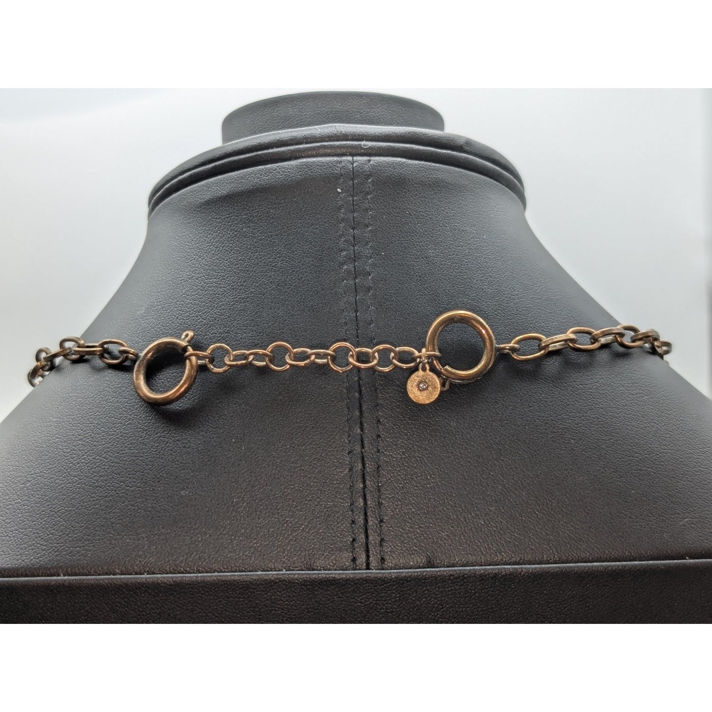 Stella & Dot Large Trillion Rhinestone Antiqued Gold Tone Necklace