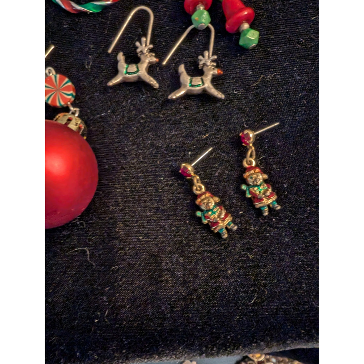 Vintage Lot of Eight Pair Christmas Themed Pierced Earrings