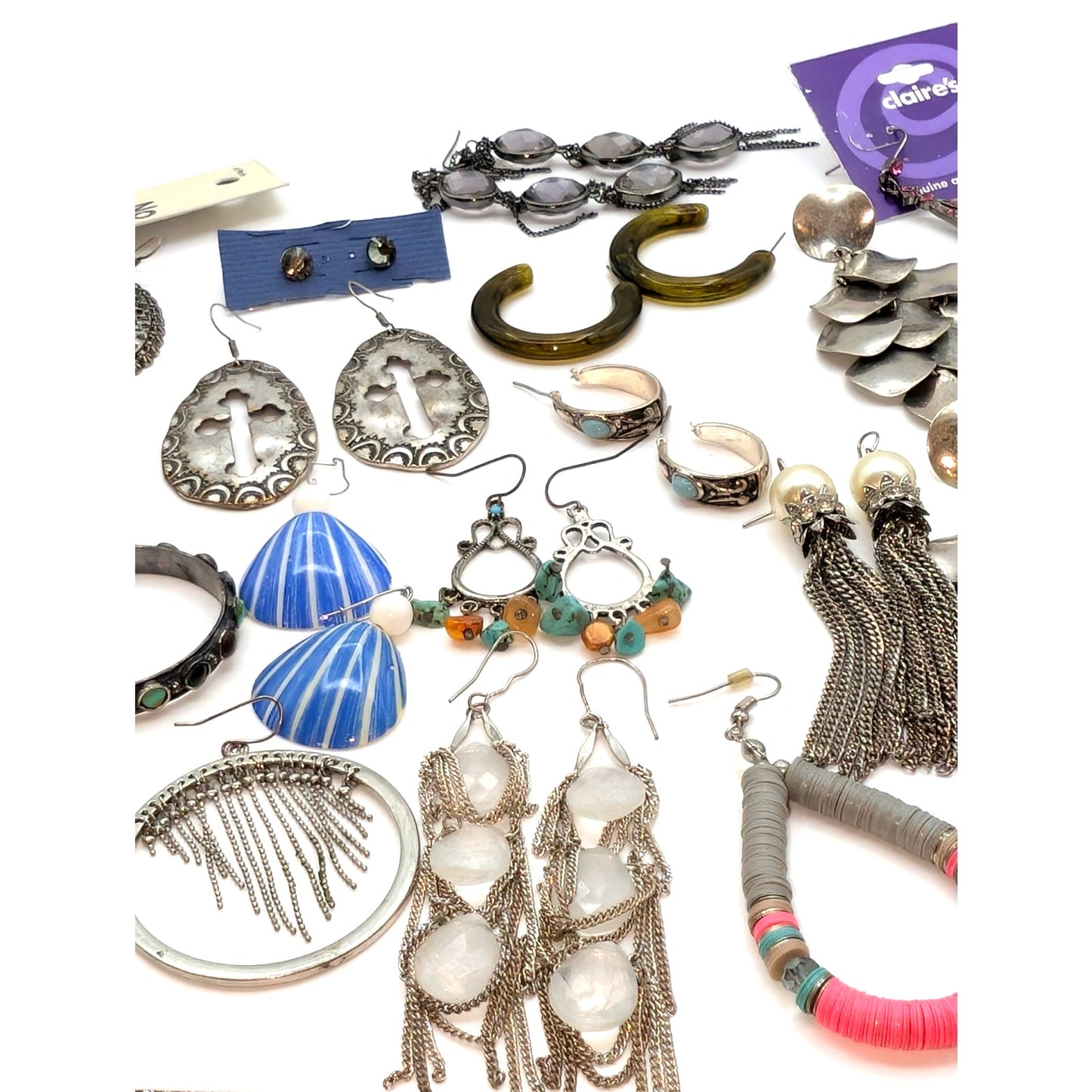 Lot of 18 Pair of Boho Silver Tone Theme Earrings