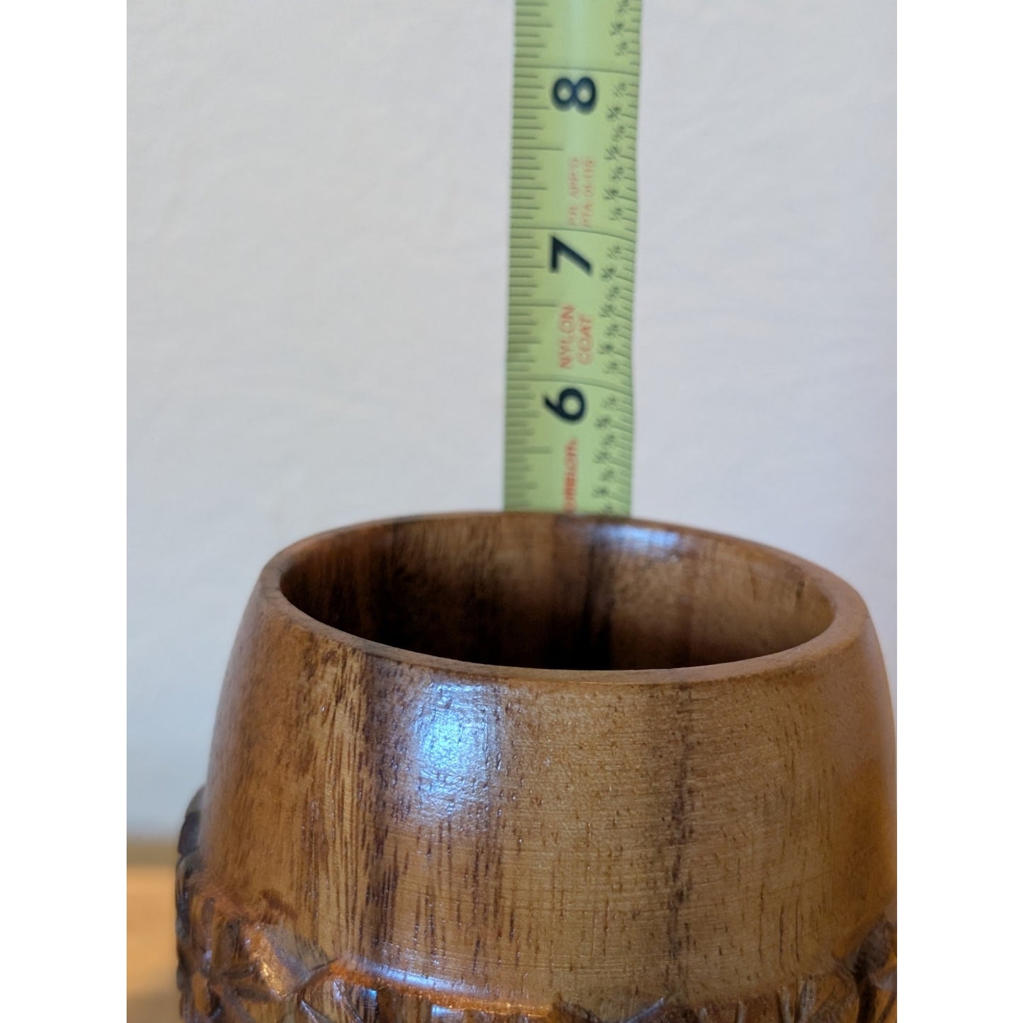 Vintage Wood Hand Carved Floral Design Goblet/Chalice Made In Philippines