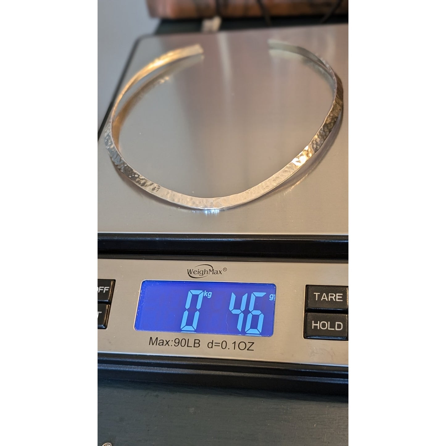 Silver Plated Unmarked Hammered Collar Torque Necklace