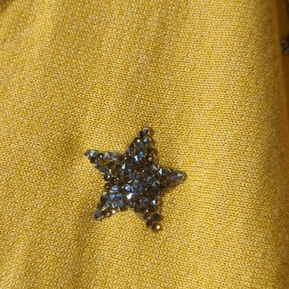 Soft Surrounding Yellow V-Neck Embellished Star Oversized Sweater Women's Sz S