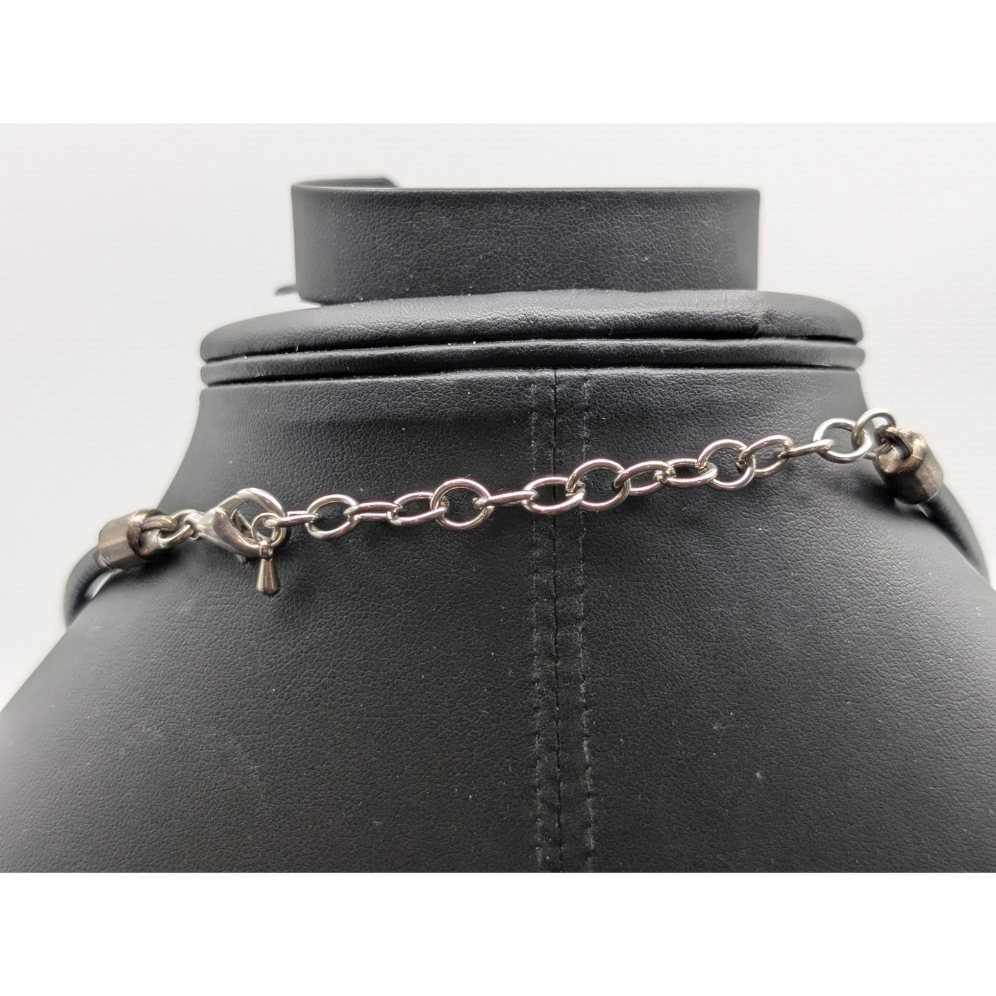 Modern Tribal Leather Cord Glass Metal Crystal Rhinestone Ball Bead Necklace