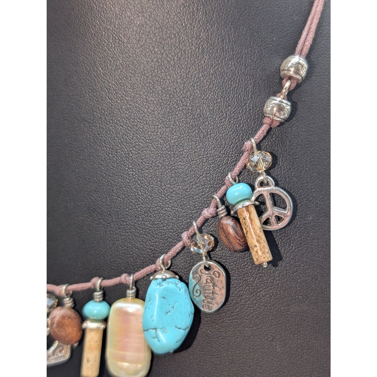 Brighton Imagine Love Peace Gratitude Charm Dangle Necklace & Bracelet Set