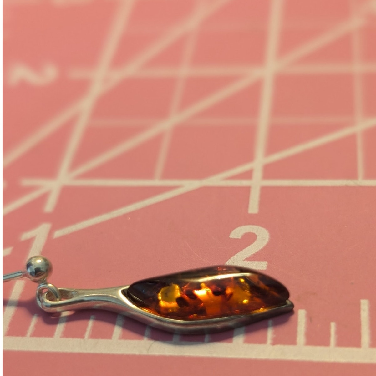 Vintage Marked 925 Sterling Silver Baltic Amber Post Dangle Earrings