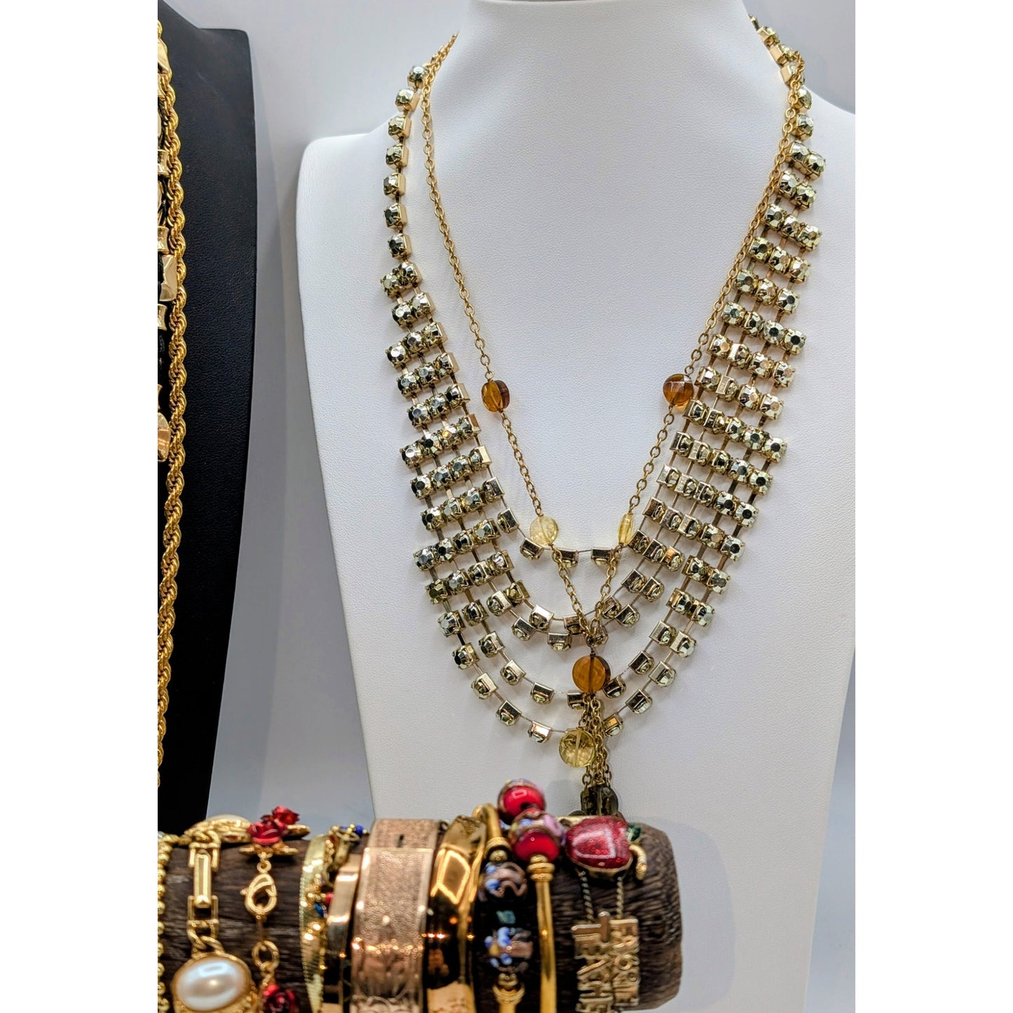 Reseller's Delight 46 Piece Gold Tone Vintage to Modern Costume Jewelry Lot