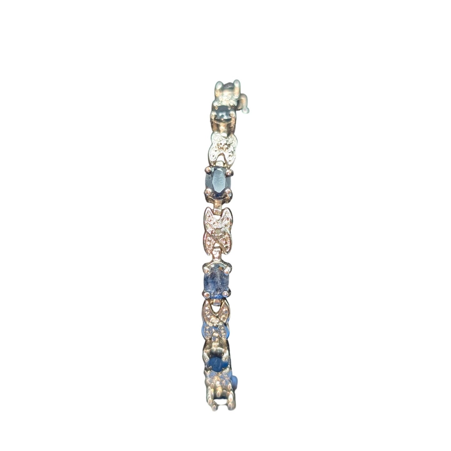 925 Sterling Silver Sapphire & Diamond Tennis Bracelet