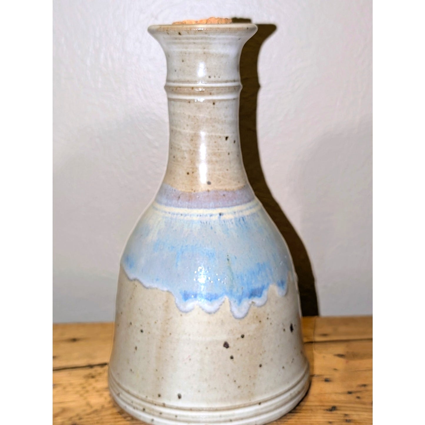 Signed Studio Pottery Drip Glaze Decanter Pottery W/ Cork Top