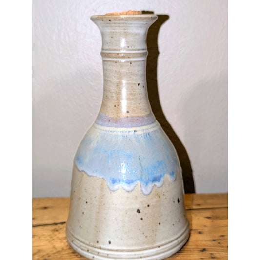 Signed Studio Pottery Drip Glaze Decanter Pottery W/ Cork Top