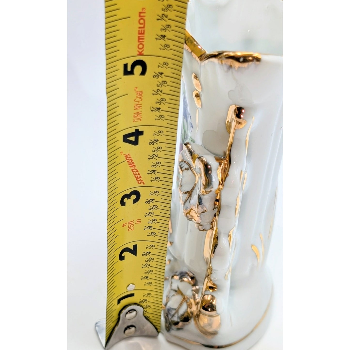 Vtg Vieux Paris Painted Gilded Edge Porcelain Rococo Style Fan Flair Bridal Vase