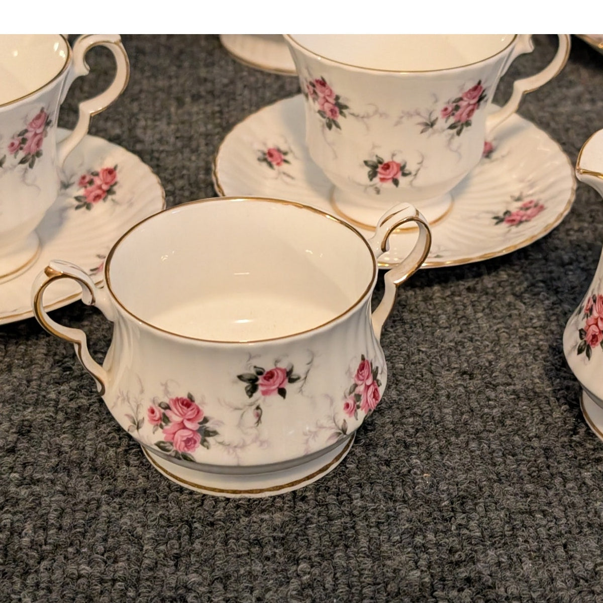 Vtg Princess House Hemmersley Bone China Spode England White Pink Rose Tea Set