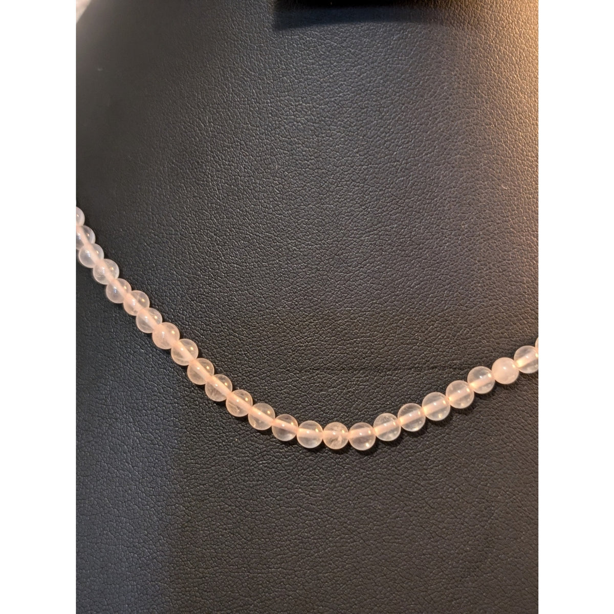 Clear Glass Bead Strung on Pink Thread 925 Sterling Silver Choker 17" Necklace