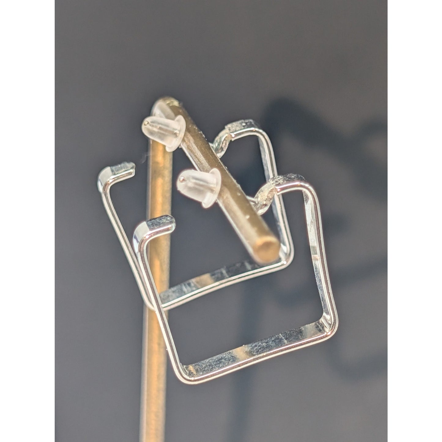 Silver Tone Square Hoop Earrings