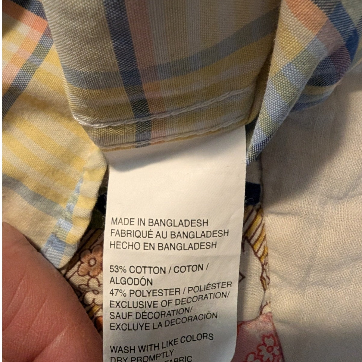 Izod Yellow Blue Plaid Short Sleeve Button Down Shirt Mens Sz L