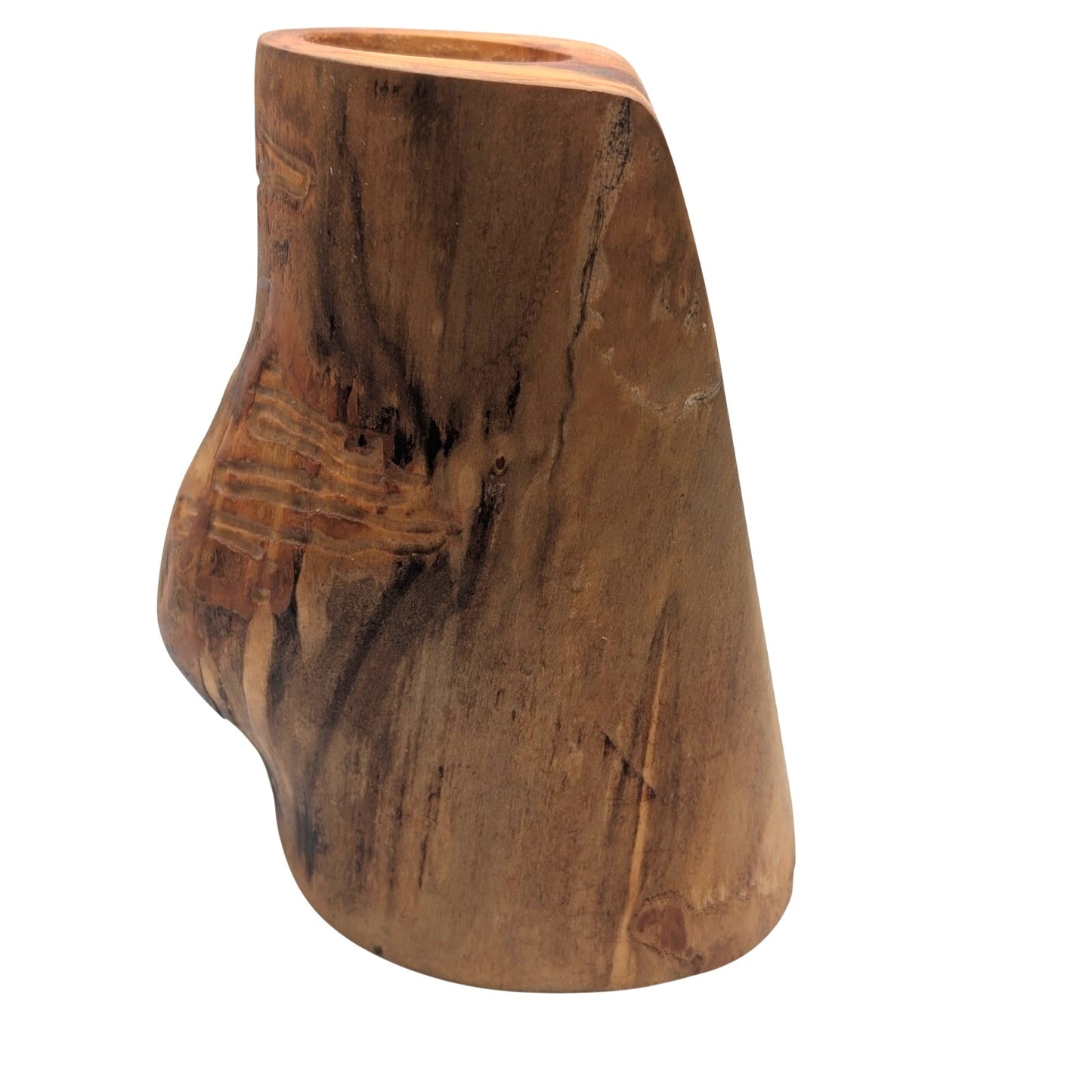 Artisan Created Wood Burned Horse Head Log Pillar Candle Holder
